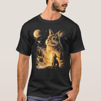 Camiseta Conejo Aullando A La Luna Vintage 90S Animal