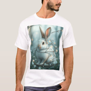 Camiseta Conejo azul pastel con pelucas y flores