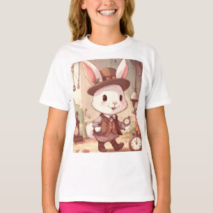 Camiseta Conejo Blanco Encantador País de las Maravillas Re
