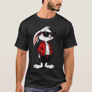Camiseta Conejo Blanco Genial en Chaqueta Roja