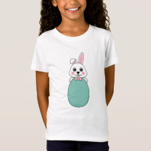 Camiseta Conejo blanco lindo con huevo de Pascua