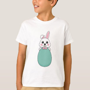 Camiseta Conejo blanco lindo con huevo de Pascua