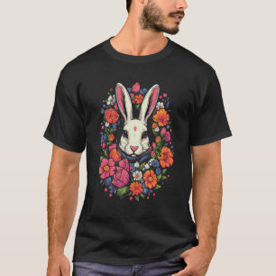 Camiseta Conejo blanco rodeado de flores Dueño jardín