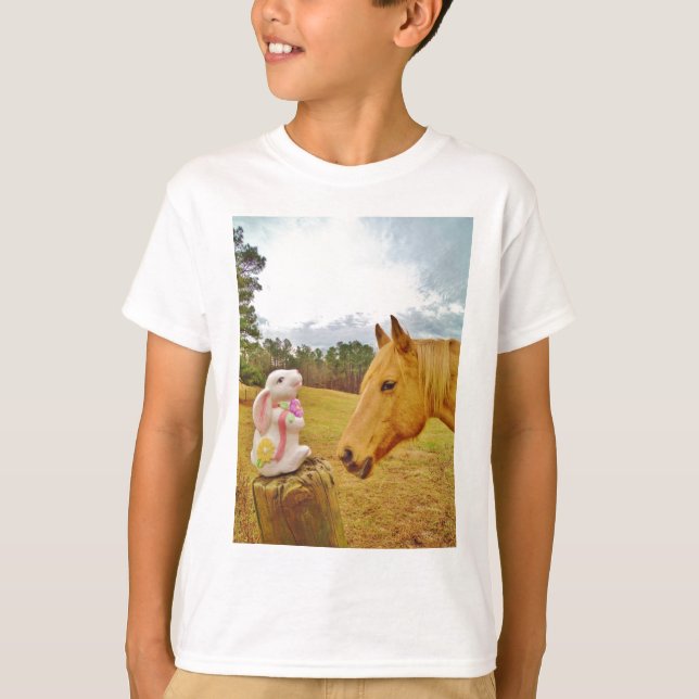 Camiseta Conejo blanco y caballo amarillo (Anverso)