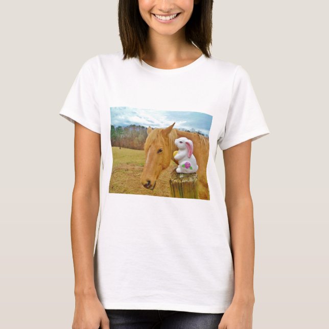 Camiseta Conejo blanco y caballo amarillo rubio (Anverso)