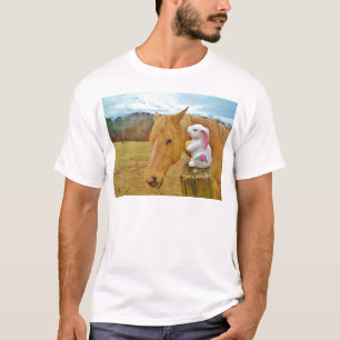 Camiseta Conejo blanco y caballo amarillo rubio