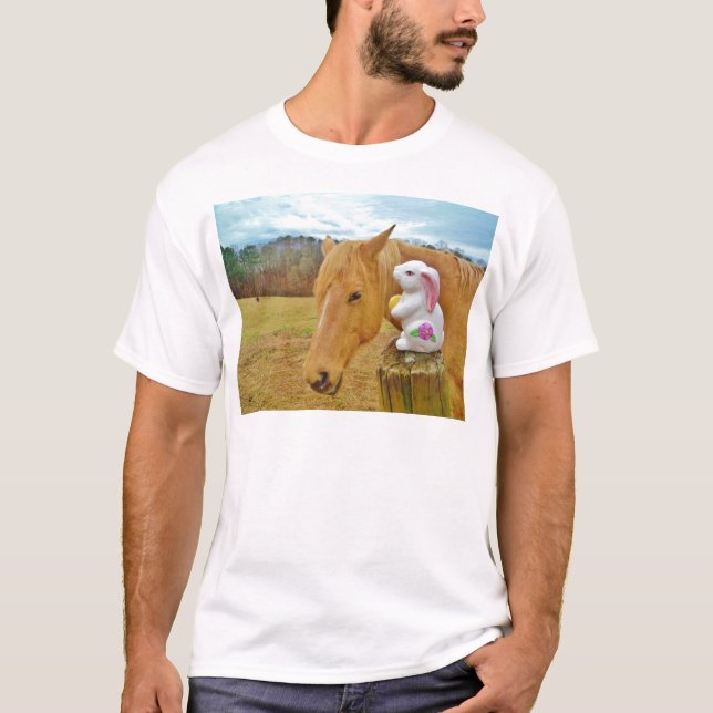 Camiseta Conejo blanco y caballo amarillo rubio (Anverso)