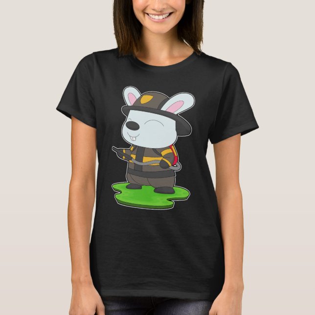 Camiseta Conejo Bombero Extintor de incendios Departamento  (Anverso)