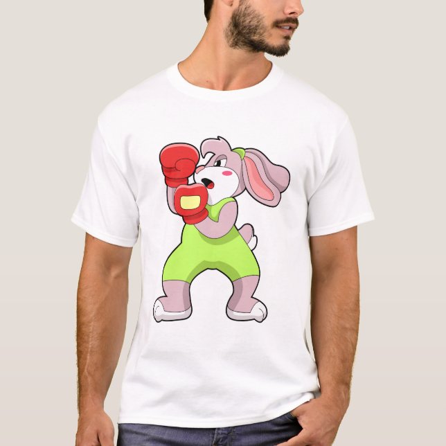 Camiseta Conejo boxeando con guantes de boxeo (Anverso)
