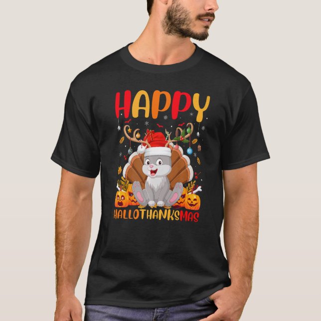 Camiseta Conejo Bunny Animal Happy Bunny Hellothanksmas (Anverso)