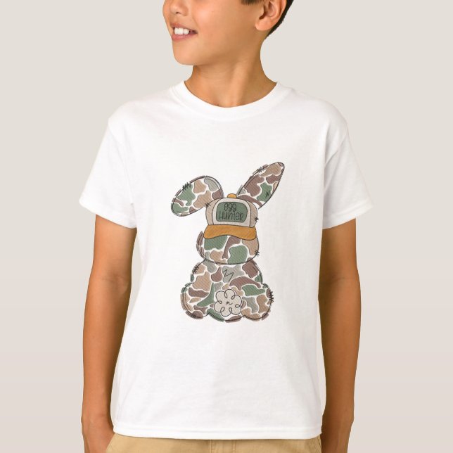Camiseta Conejo Camuflaje Diseño para niños | Cazador de Hu (Anverso)