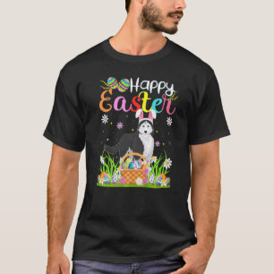 Camiseta Conejo Cazando Huevos Perro Husky Siberiano Feliz