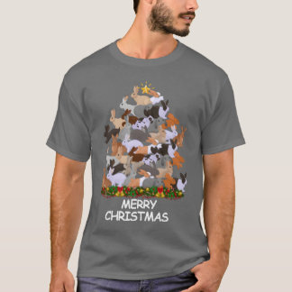 Camiseta Conejo Christmasree Feliz regalo de Navidad