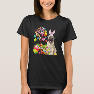 Camiseta Conejo Ciervo Pug Perro Feliz Pascua Huevos Árbol