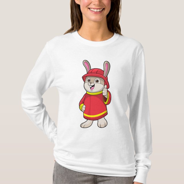 Camiseta Conejo como bombero con casco (Anverso)
