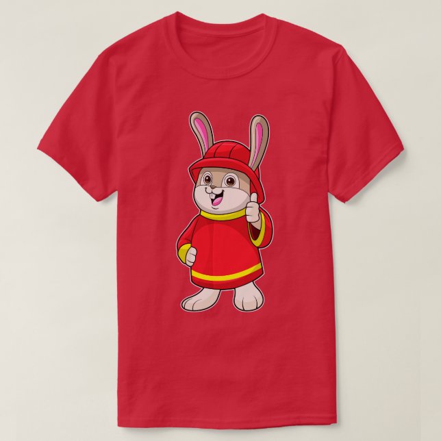 Camiseta Conejo como bombero con casco (Diseño del anverso)