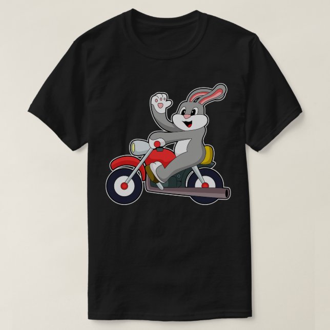 Camiseta Conejo como ciclista con motocicleta (Diseño del anverso)