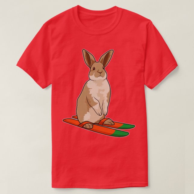 Camiseta Conejo como esquiador con esquí (Diseño del anverso)