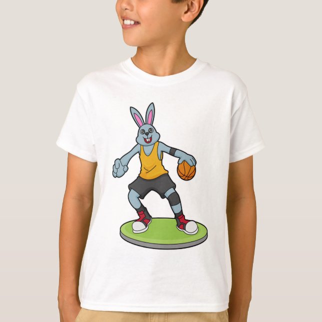 Camiseta Conejo como jugador de baloncesto con baloncesto (Anverso)