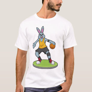 Camiseta Conejo como jugador de baloncesto con baloncesto