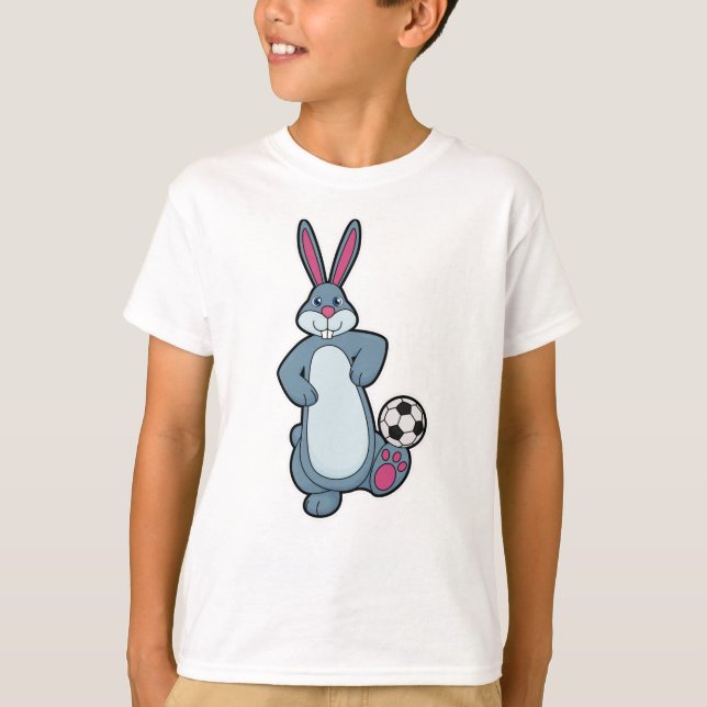 Camiseta Conejo como jugador de fútbol con bola de fútbol (Anverso)