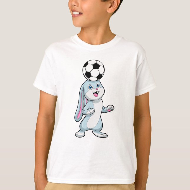 Camiseta Conejo como jugador de fútbol con bola de fútbol (Anverso)