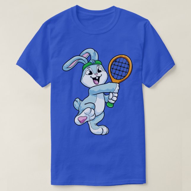 Camiseta Conejo como jugador de tenis con cabeza en tenis (Diseño del anverso)