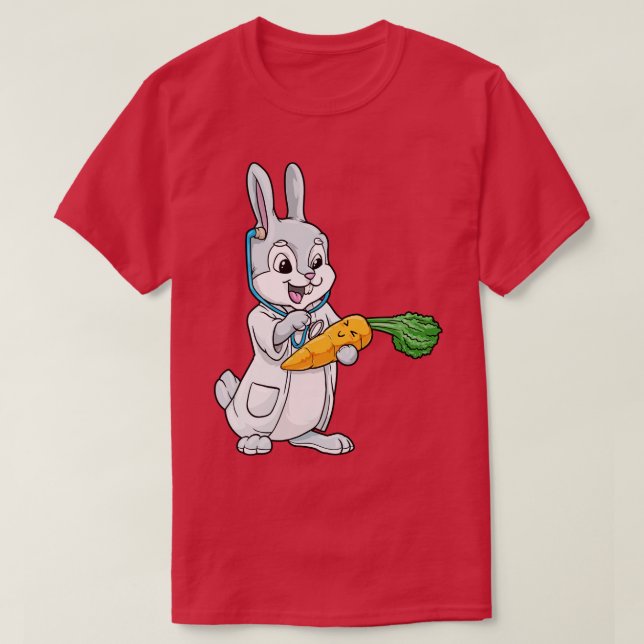Camiseta Conejo como médica con estetoscopio y zanahoria (Diseño del anverso)