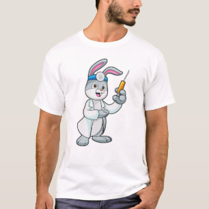 Camiseta Conejo como Médica en la vacunación con jeringas