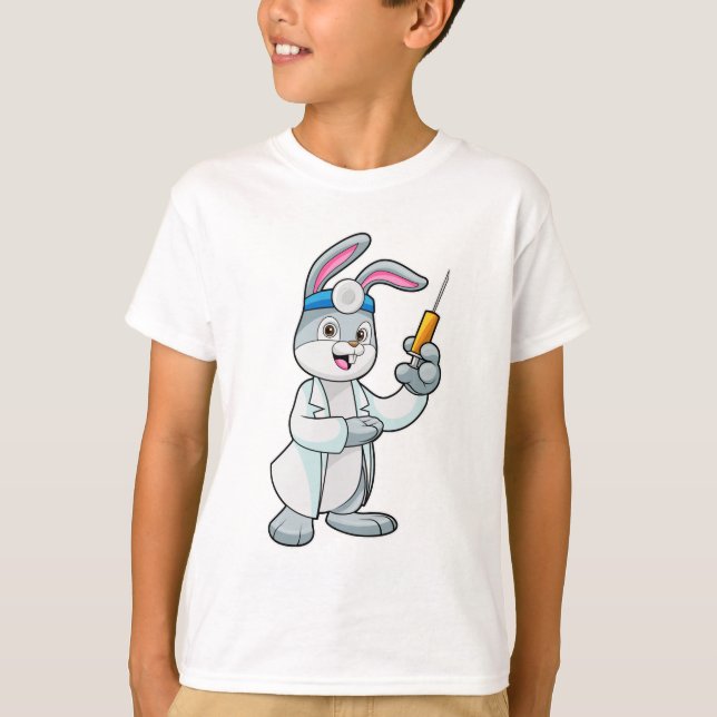 Camiseta Conejo como Médica en la vacunación con jeringas (Anverso)