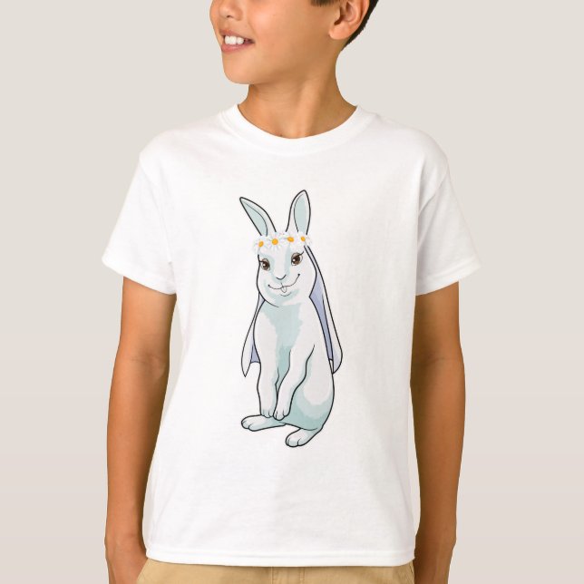 Camiseta Conejo como novia con corona de flores (Anverso)
