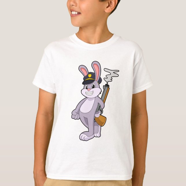 Camiseta Conejo como oficial de policía con gorra de policí (Anverso)