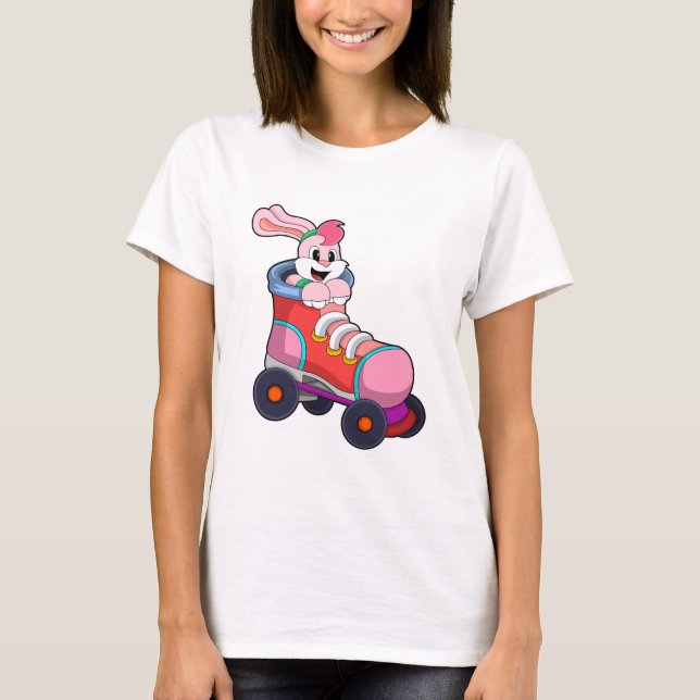 Camiseta Conejo como patinador en línea con patines en líne (Anverso)