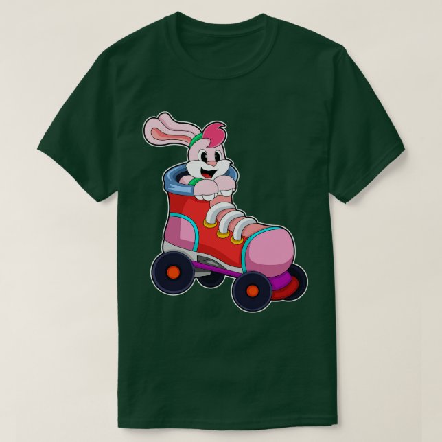 Camiseta Conejo como patinador en línea con patines en líne (Diseño del anverso)