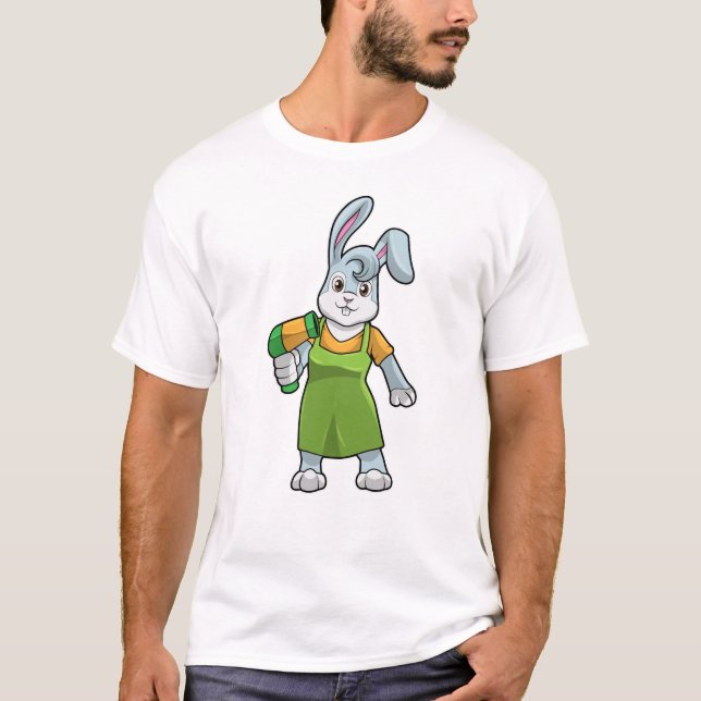 Camiseta Conejo como peluquería con secador de pelo (Anverso)