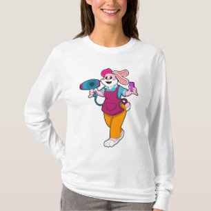 Camiseta Conejo como peluquería con secador de pelo y comb
