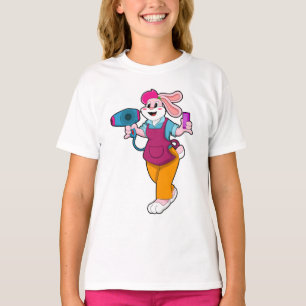 Camiseta Conejo como peluquería con secador de pelo y comb