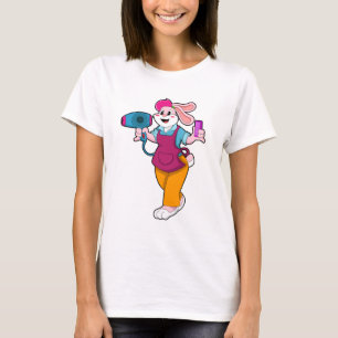 Camiseta Conejo como peluquería con secador de pelo y comb
