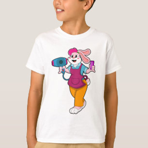 Camiseta Conejo como peluquería con secador de pelo y comb