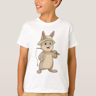 Camiseta Conejo como pescador con barra de pesca