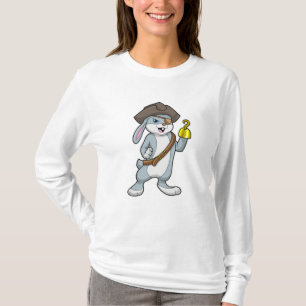 Camiseta Conejo como pirata con mano ganada y gorra pirata