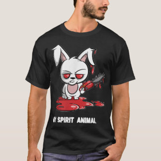 Camiseta Conejo con Chainsaw Mi Espíritu Conejo Animal Mal