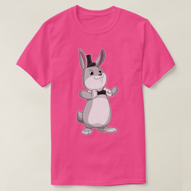 Camiseta Conejo con corbata de sombrero superior (Diseño del anverso)