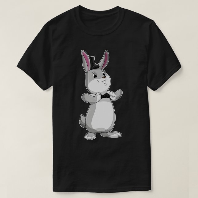 Camiseta Conejo con corbata de sombrero superior (Diseño del anverso)