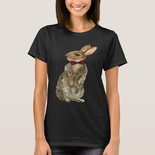 Camiseta Conejo con corbata Feliz Pascua Lindo conejo  Cone (Anverso)