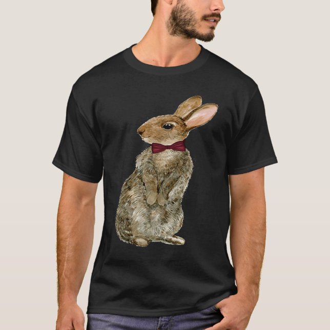 Camiseta Conejo con corbata Feliz Pascua Lindo conejo  Cone (Anverso)