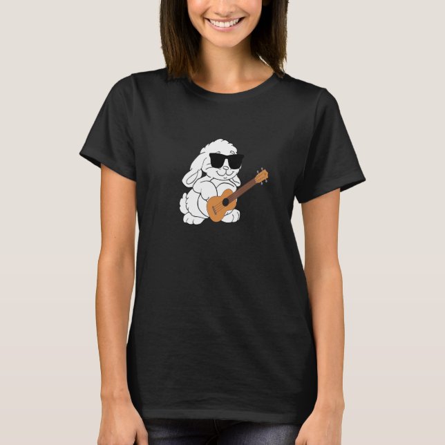 Camiseta Conejo con gafas de sol jugando a Ukulele (Anverso)