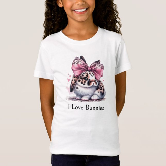 Camiseta Conejo Con un Lazo para el Pelo Encantador  (Anverso)