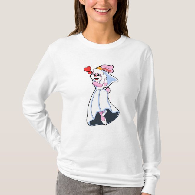 Camiseta Conejo con vestido de novia y corona (Anverso)