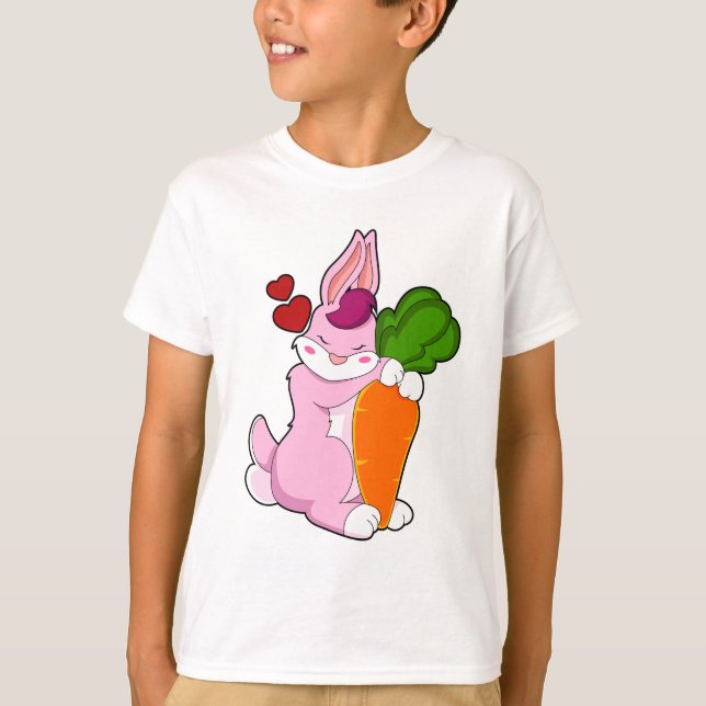Camiseta Conejo con zanahoria y corazón (Anverso)